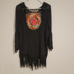 Exist Crochet Long Sleeve Womens Dress Cover Up Size Small Crochet Boho